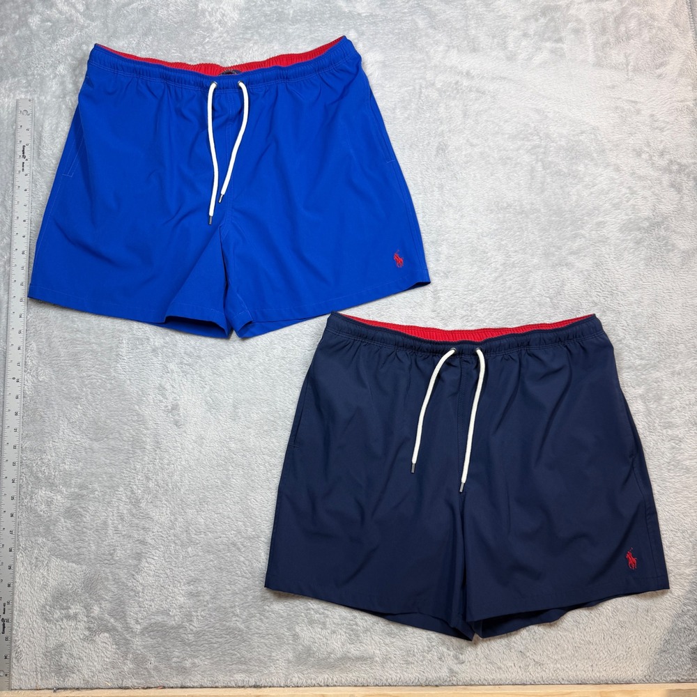 Polo Ralph Lauren Swim Shorts Mens XL Blue Navy Lot of 2 Trunks Pony Logo Y2K